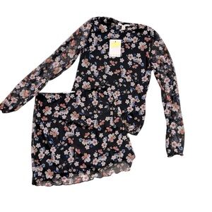 Crown of Hearts Floral Outfit Set 2PC Skirt long Sleeve Top Girls S NWT